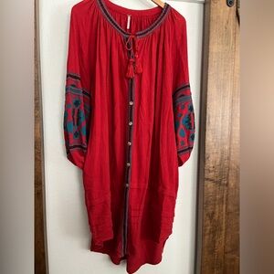 Free People Oversized Red Dress~Small